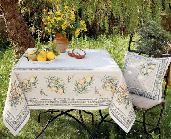 French Jacquard Tablecloth DECO (Menton. yellow/green) - Click Image to Close